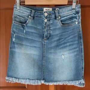 Miss Me Denim Distressed Frayed Hem Mini Skirt Y2K Western - Size 28